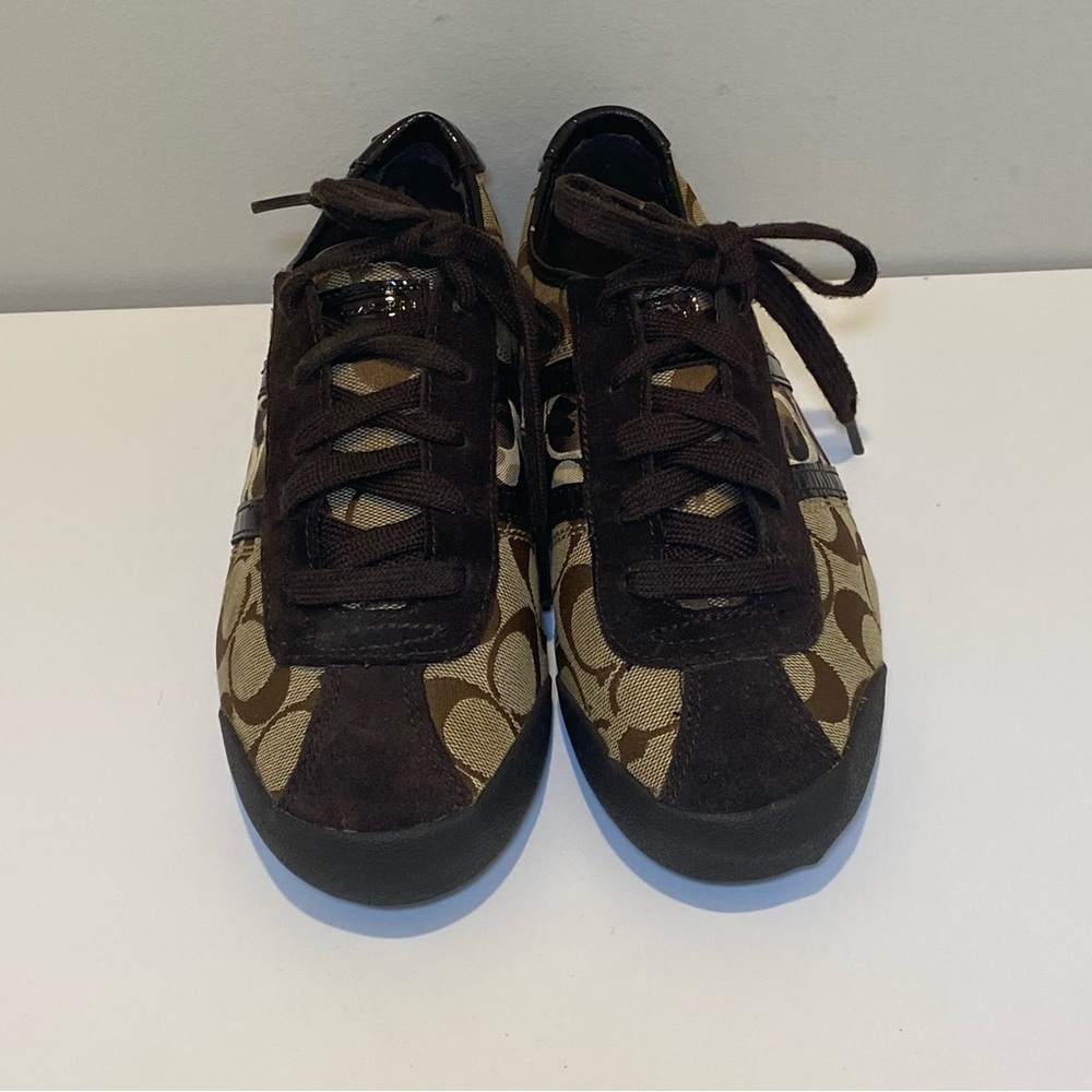 Coach Paxton Women's Sneakers A1731 Brown Monogram C Logo Size 7.5 M Pre Owned